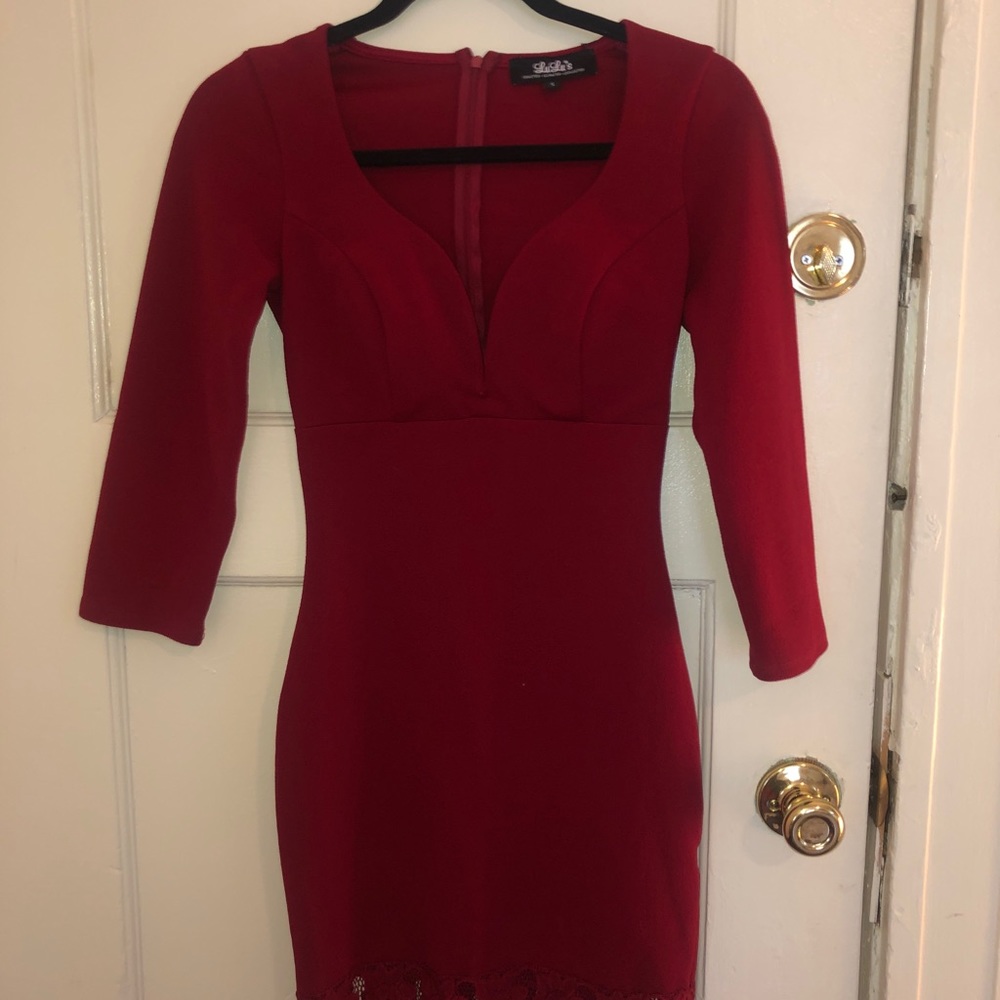 Red Dress with Lace at the bottom